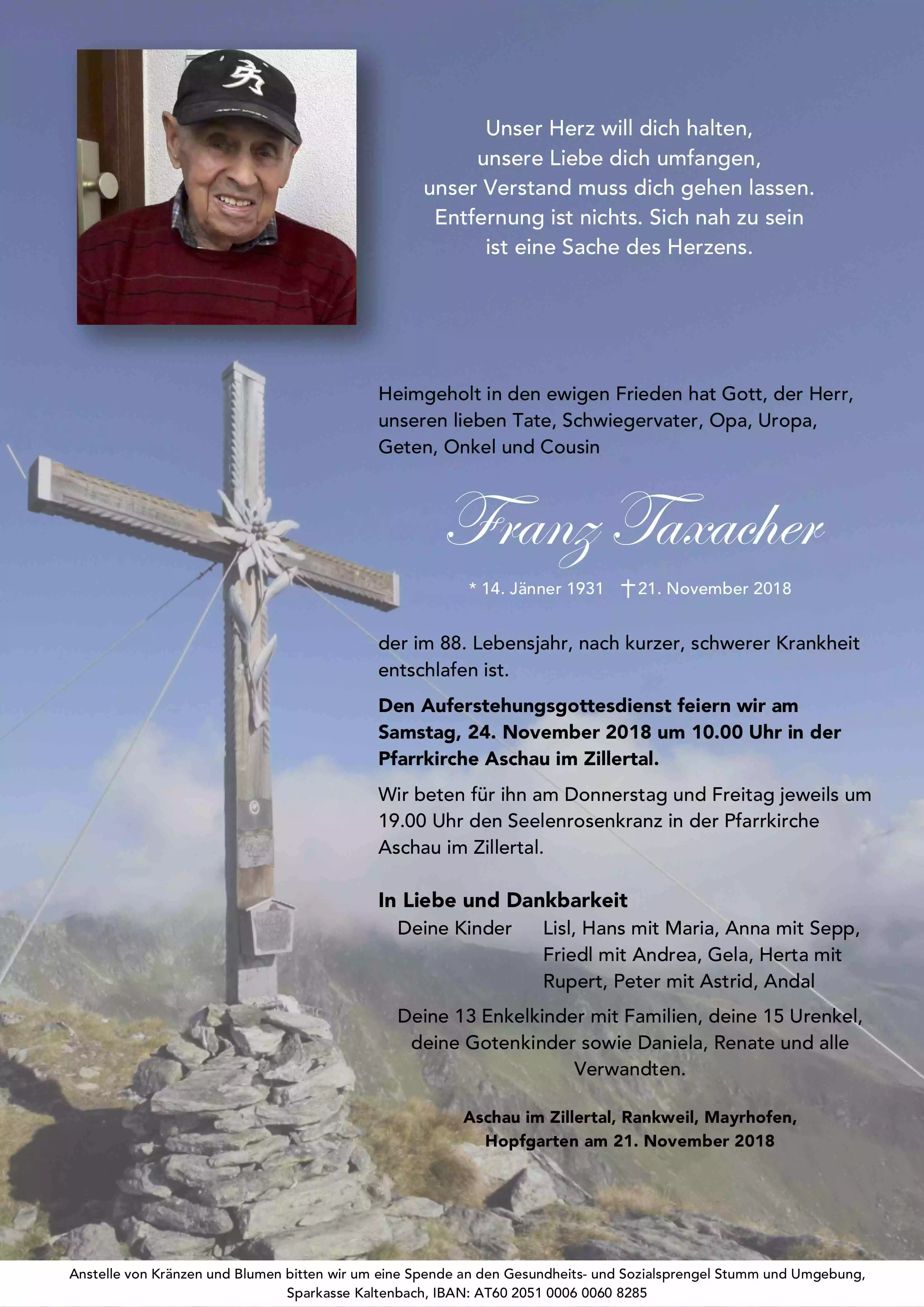 Parte von Franz Taxacher